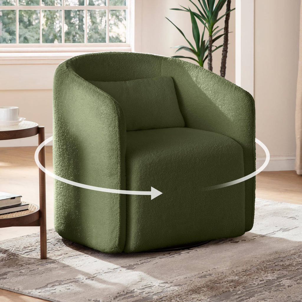 Oversized Boucle Swivel Accent Chair with 82L Hidden Storage, 360° Swivel Barrel Chair for Living Room, Small Space, Bedroom, Nursery, Modern Comfy Cloud Armchair Single Sofa, Cream White Sherpa&Teddy