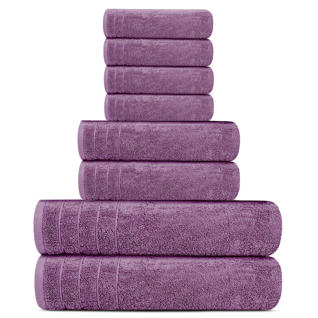 Tens Towels Pack of 8 Towels Set, 2 Extra Large Bath, 2 Hand, 4 Washcloths, 100% Cotton, Lighter Weight, Quicker to Dry, Super Absorbent, Perfect for Bathroom, Dark Grey