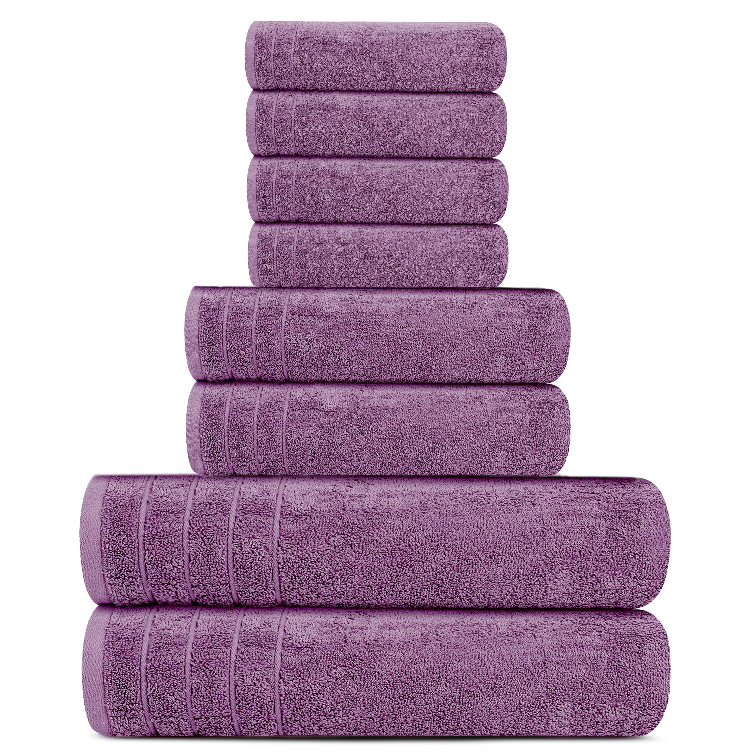 Tens Towels Pack of 8 Towels Set, 2 Extra Large Bath, 2 Hand, 4 Washcloths, 100% Cotton, Lighter Weight, Quicker to Dry, Super Absorbent, Perfect for Bathroom, Dark Grey