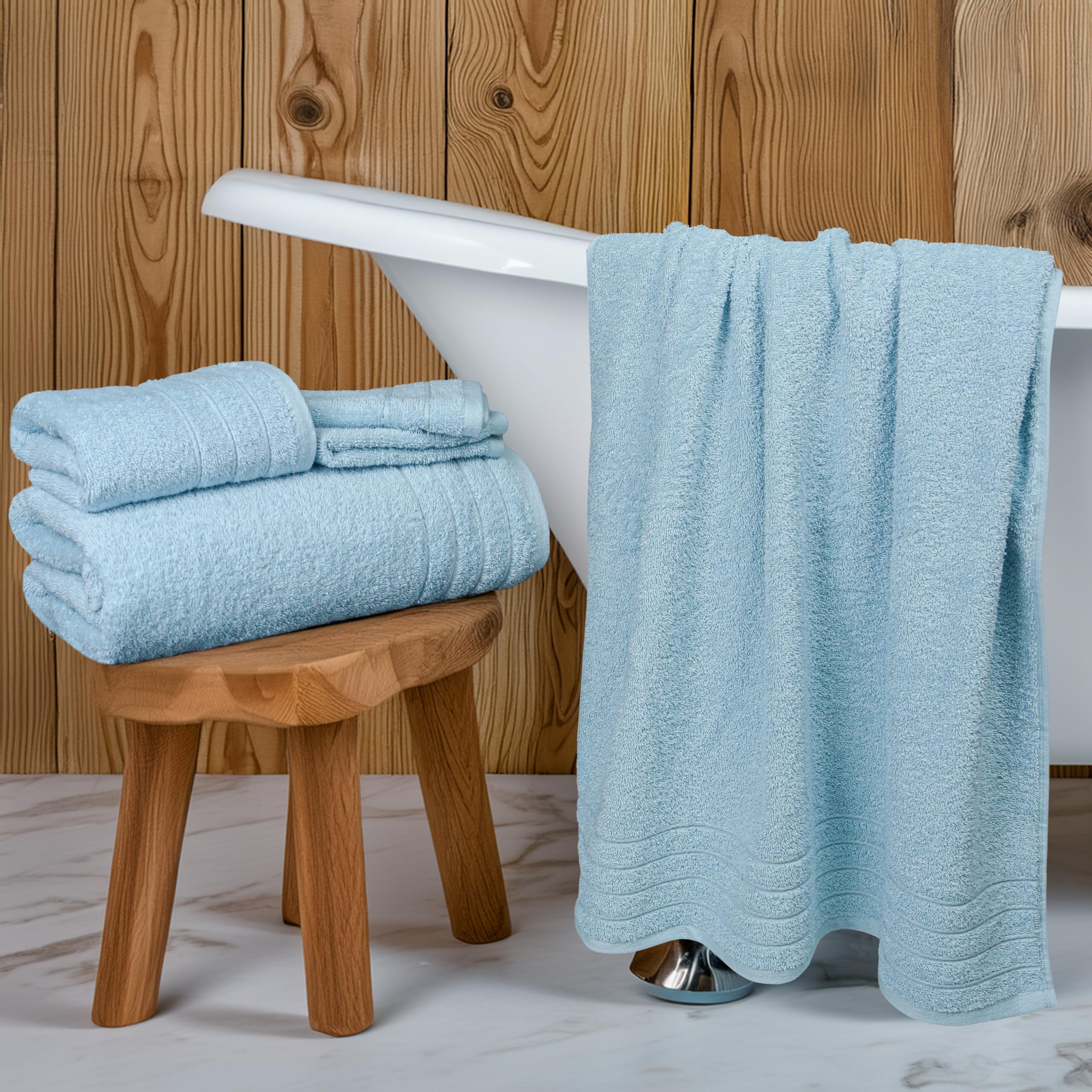 Tens Towels Pack of 8 Towels Set, 2 Extra Large Bath, 2 Hand, 4 Washcloths, 100% Cotton, Lighter Weight, Quicker to Dry, Super Absorbent, Perfect for Bathroom, Dark Grey