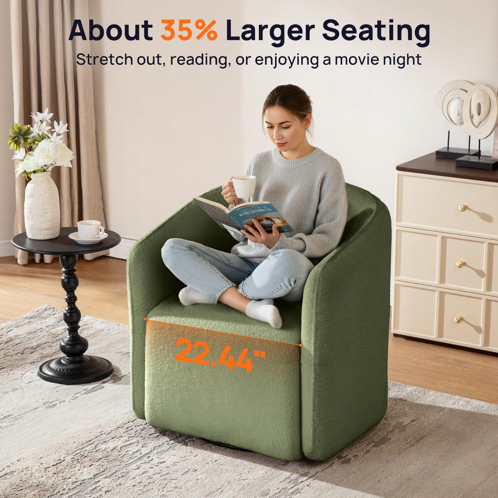 Oversized Boucle Swivel Accent Chair with 82L Hidden Storage, 360° Swivel Barrel Chair for Living Room, Small Space, Bedroom, Nursery, Modern Comfy Cloud Armchair Single Sofa, Cream White Sherpa&Teddy