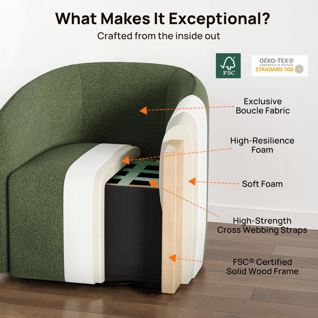 Oversized Boucle Swivel Accent Chair with 82L Hidden Storage, 360° Swivel Barrel Chair for Living Room, Small Space, Bedroom, Nursery, Modern Comfy Cloud Armchair Single Sofa, Cream White Sherpa&Teddy