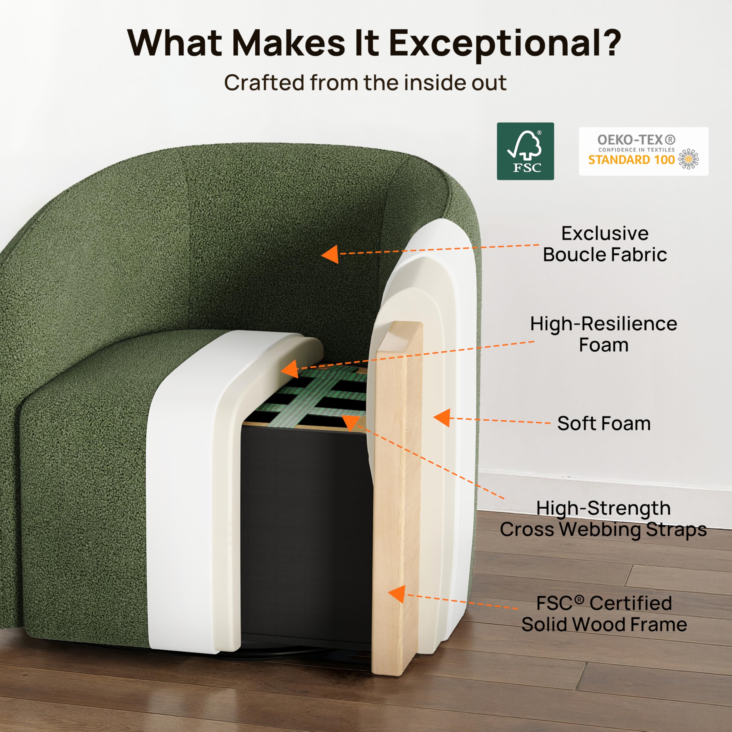 Oversized Boucle Swivel Accent Chair with 82L Hidden Storage, 360° Swivel Barrel Chair for Living Room, Small Space, Bedroom, Nursery, Modern Comfy Cloud Armchair Single Sofa, Cream White Sherpa&Teddy