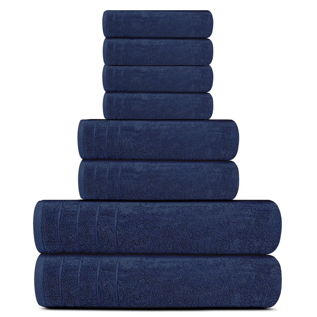 Tens Towels Pack of 8 Towels Set, 2 Extra Large Bath, 2 Hand, 4 Washcloths, 100% Cotton, Lighter Weight, Quicker to Dry, Super Absorbent, Perfect for Bathroom, Dark Grey