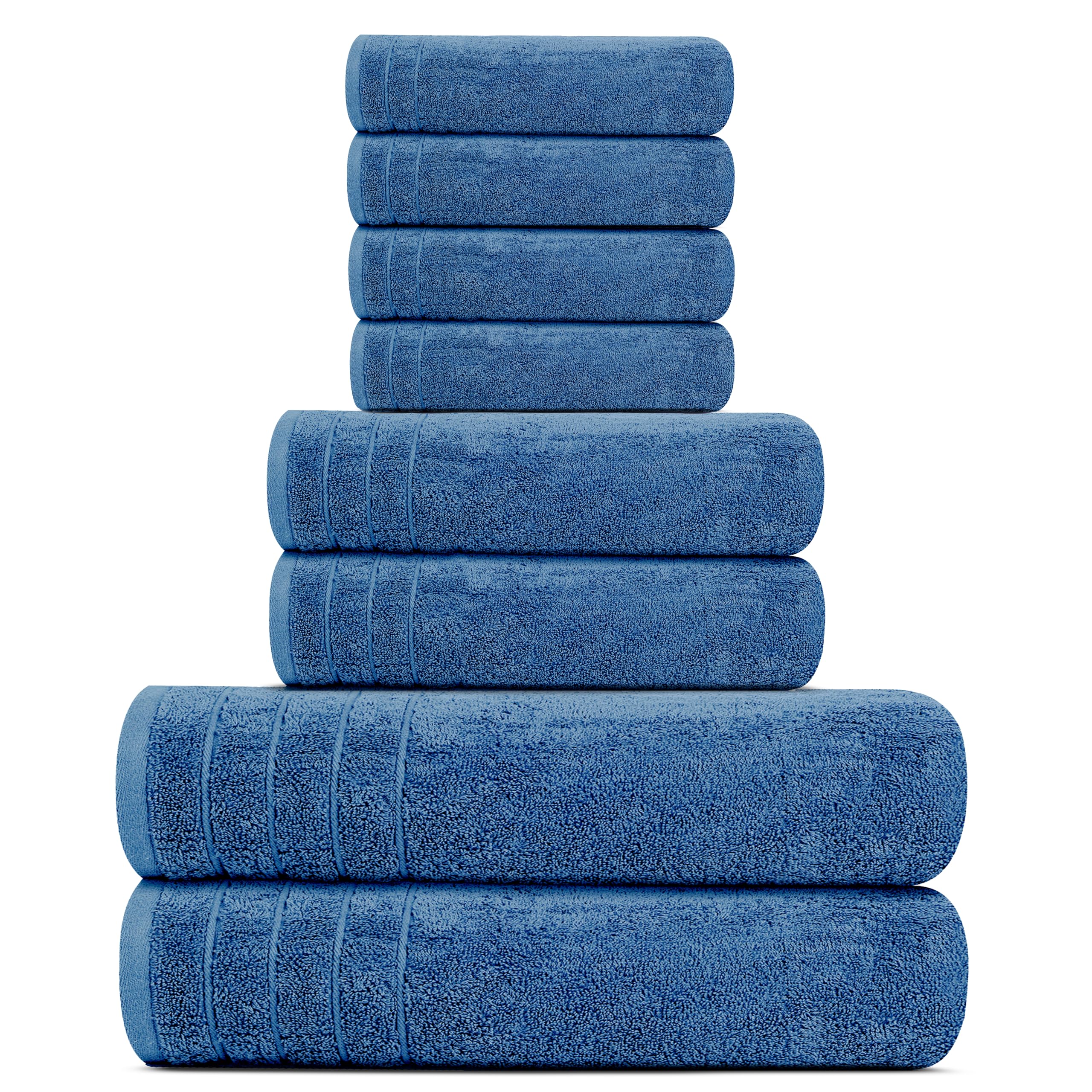 Tens Towels Pack of 8 Towels Set, 2 Extra Large Bath, 2 Hand, 4 Washcloths, 100% Cotton, Lighter Weight, Quicker to Dry, Super Absorbent, Perfect for Bathroom, Dark Grey